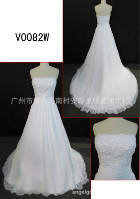 批發(fā)采購婚紗、禮服-V0082W廠家批發(fā) 韓版甜美公主婚紗 韓式齊地抹胸酒店結(jié)婚.